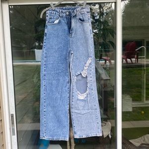 Shein Colorblock Ripped Jeans